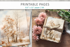 artistic tree illustrations, junk journal papers Product Image 4