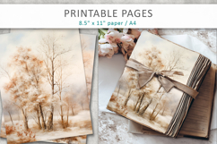 artistic tree illustrations, junk journal papers Product Image 1