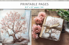 artistic tree illustrations, painterly tree digital pages Product Image 1