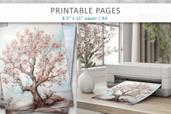 artistic tree illustrations, painterly tree digital pages Product Image 4