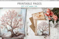 artistic tree illustrations, painterly tree digital pages Product Image 7