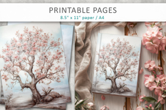 artistic tree illustrations, painterly tree digital pages Product Image 9