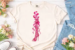 Pink Ribbon Heel Boot PNG Shirt Design Product Image 2