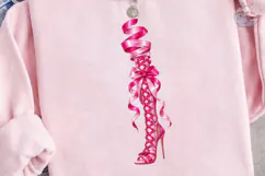Pink Ribbon Heel Boot PNG Shirt Design Product Image 3