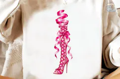 Pink Ribbon Heel Boot PNG Shirt Design Product Image 1