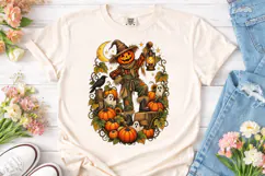 Halloween Scarecrow Pumpkin PNG Shirt Product Image 2
