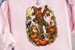 Halloween Scarecrow Pumpkin PNG Shirt Product Image 3