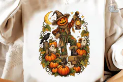 Halloween Scarecrow Pumpkin PNG Shirt Product Image 4