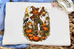 Halloween Scarecrow Pumpkin PNG Shirt Product Image 6