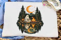 Ghost Camping Campfire PNG Shirt Design Product Image 5