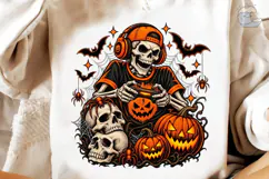 Halloween Skeleton Gamer PNG Shirt Desig Product Image 4