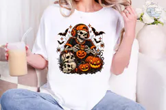 Halloween Skeleton Gamer PNG Shirt Desig Product Image 1