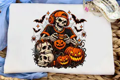 Halloween Skeleton Gamer PNG Shirt Desig Product Image 5