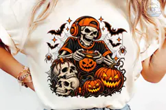 Halloween Skeleton Gamer PNG Shirt Desig Product Image 6