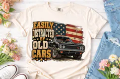 Easily Distracted Old Cars PNG Shirt Product Image 2