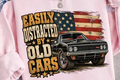 Easily Distracted Old Cars PNG Shirt Product Image 3