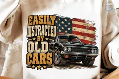 Easily Distracted Old Cars PNG Shirt Product Image 4