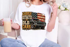 Easily Distracted Old Cars PNG Shirt Product Image 5