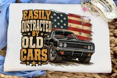Easily Distracted Old Cars PNG Shirt Product Image 1