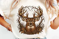 Woodland Buck Deer PNG Sublimation Tee Product Image 6