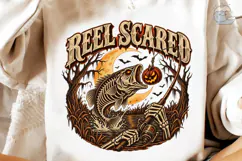 Reel Scared Halloween Fishing PNG Tee Product Image 4