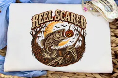 Reel Scared Halloween Fishing PNG Tee Product Image 5