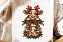Christmas Cow Reindeer PNG Shirt Design Product Image 4