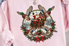 Santa Duck Sleigh Christmas PNG Shirt Product Image 3