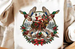 Santa Duck Sleigh Christmas PNG Shirt Product Image 4