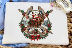 Santa Duck Sleigh Christmas PNG Shirt Product Image 5