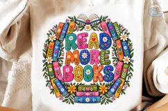 Read More Books Floral PNG Shirt Design Product Image 3