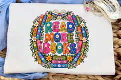Read More Books Floral PNG Shirt Design Product Image 5