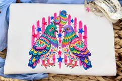 Colorful Pigeon Trio PNG Sublimation Tee Product Image 5
