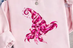 Pink Ribbon Witch Hat PNG Sublimation Product Image 3