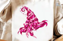 Pink Ribbon Witch Hat PNG Sublimation Product Image 4