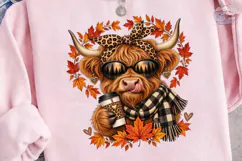 Fall Highland Cow PNG Sublimation Tee Product Image 3