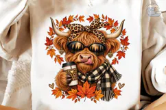 Fall Highland Cow PNG Sublimation Tee Product Image 4