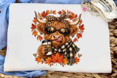 Fall Highland Cow PNG Sublimation Tee Product Image 5