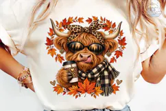 Fall Highland Cow PNG Sublimation Tee Product Image 6
