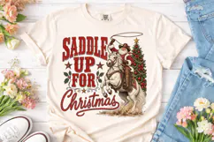 Saddle Up For Christmas Cowboy PNG Tee Product Image 2