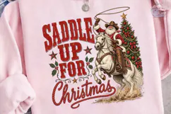 Saddle Up For Christmas Cowboy PNG Tee Product Image 3