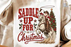 Saddle Up For Christmas Cowboy PNG Tee Product Image 4