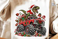 Christmas Dinosaur Monster Truck PNG Tee Product Image 4
