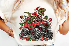 Christmas Dinosaur Monster Truck PNG Tee Product Image 6