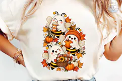 Ghost Bee Fall Halloween PNG Shirt Product Image 6