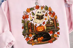 Halloween Ghost Reading Books PNG Shirt Product Image 3