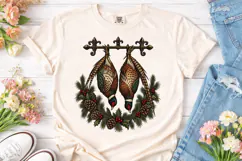 Hanging Pheasants Christmas Wreath PNG Product Image 2