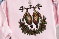 Hanging Pheasants Christmas Wreath PNG Product Image 3