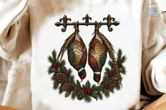 Hanging Pheasants Christmas Wreath PNG Product Image 4