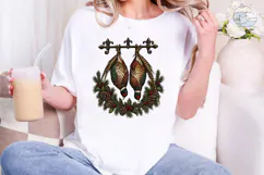 Hanging Pheasants Christmas Wreath PNG Product Image 1